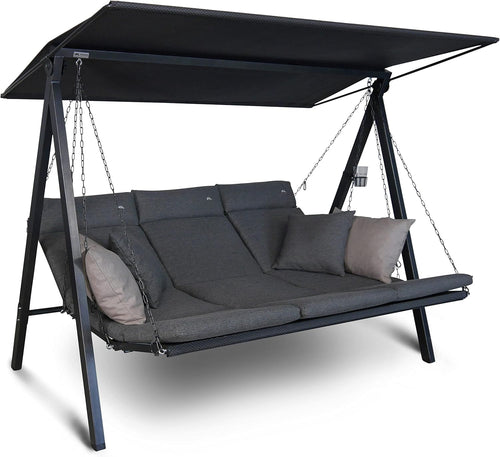 ANGERER Hollywoodschaukel Lounge Smart 3-Sitzer mit Bettfunktion & Sonnendach Gartenliege Schaukel Made in Germany