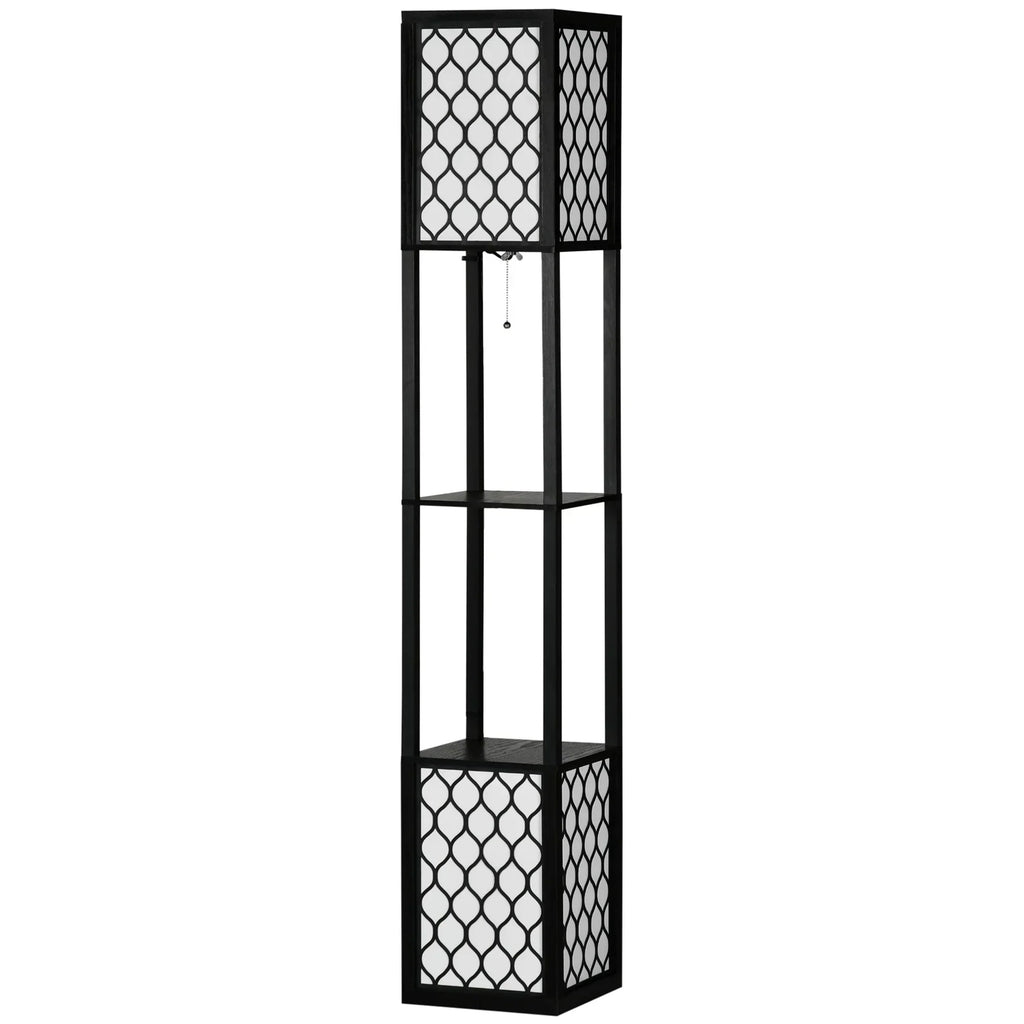 Einzigartige Stehlampe mit 2 Ablagen – Originelles Design – 26 × 26 × 156 cm
